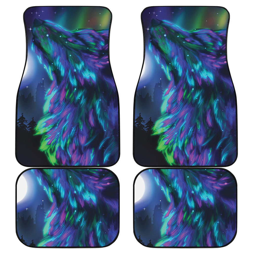 Aurora Howling Wolf Spirit Print Front and Back Car Floor Mats