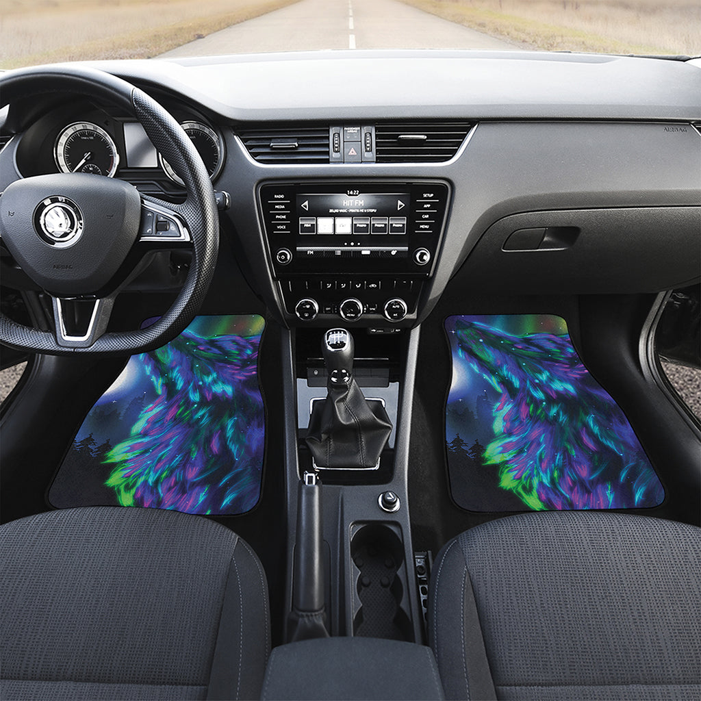 Aurora Howling Wolf Spirit Print Front and Back Car Floor Mats