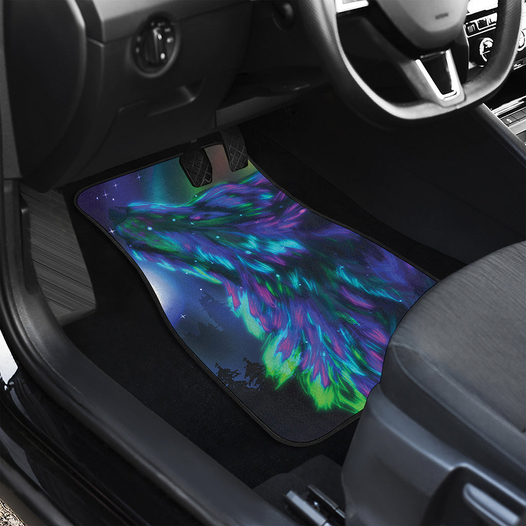 Aurora Howling Wolf Spirit Print Front and Back Car Floor Mats