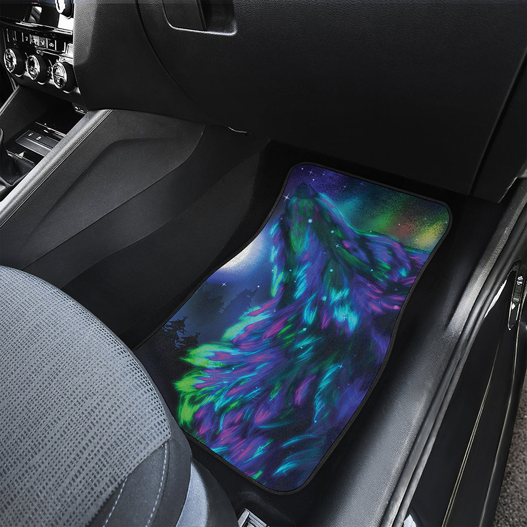 Aurora Howling Wolf Spirit Print Front and Back Car Floor Mats