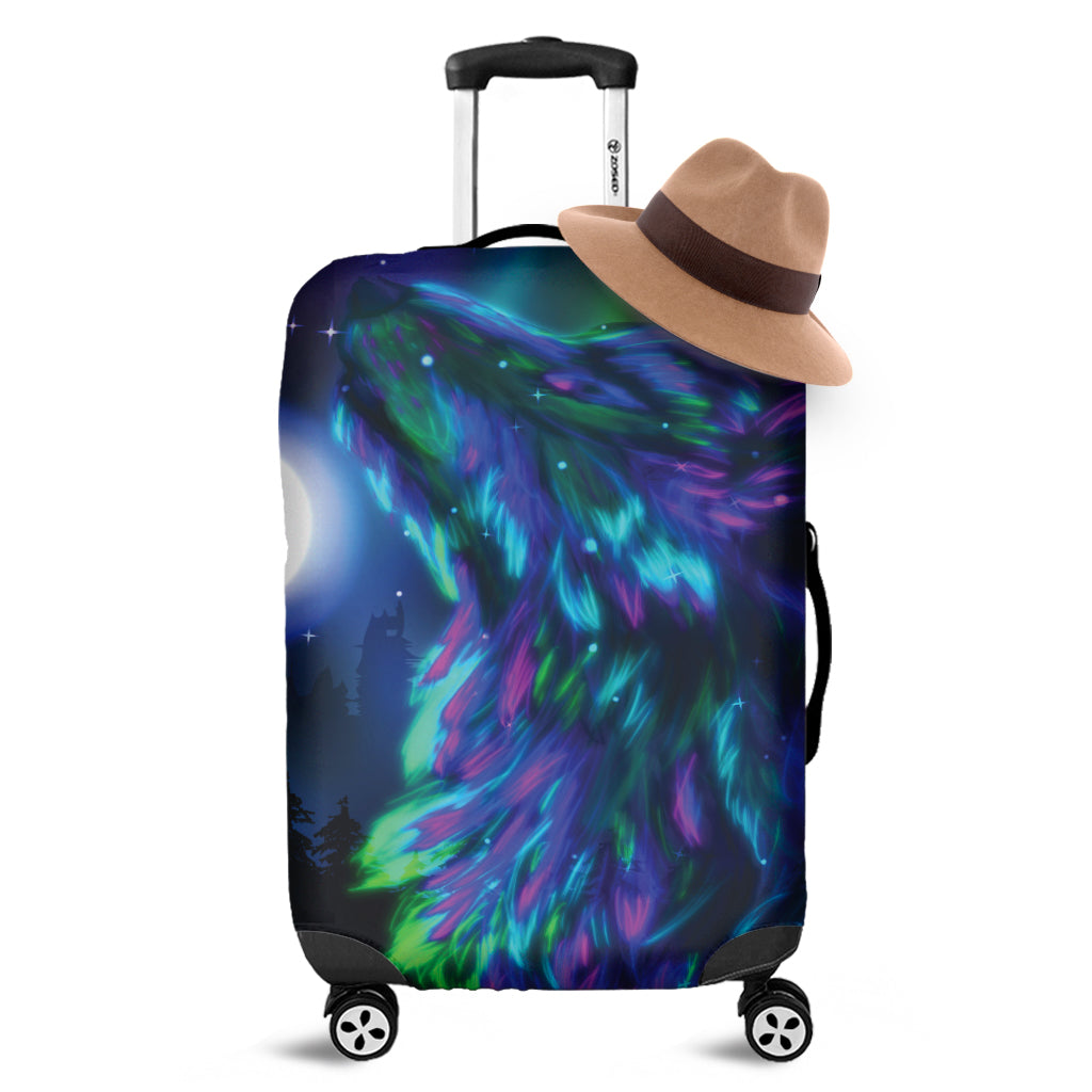 Aurora Howling Wolf Spirit Print Luggage Cover