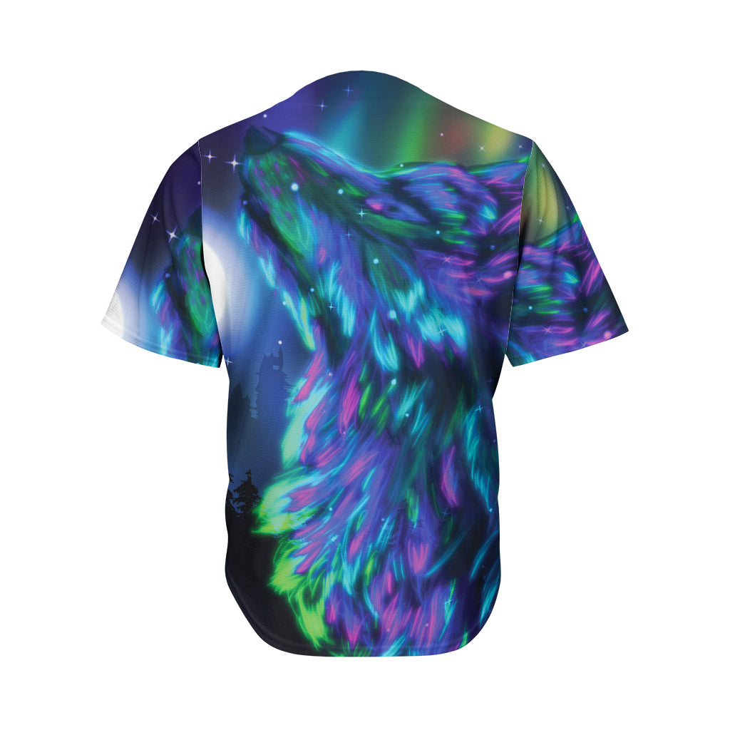 Aurora Howling Wolf Spirit Print Men's Baseball Jersey