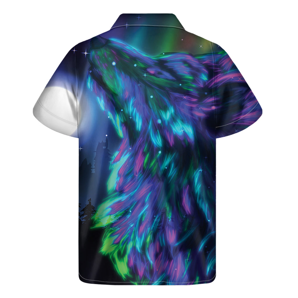 Aurora Howling Wolf Spirit Print Men's Short Sleeve Shirt