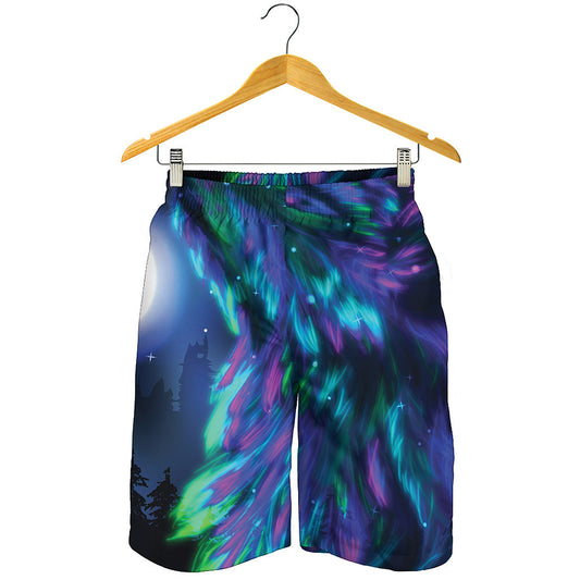 Aurora Howling Wolf Spirit Print Men's Shorts