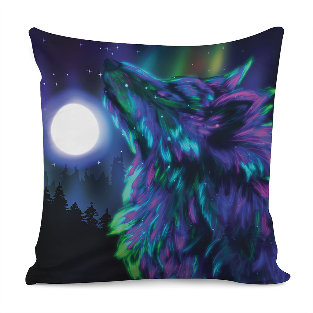 Aurora Howling Wolf Spirit Print Pillow Cover