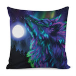 Aurora Howling Wolf Spirit Print Pillow Cover