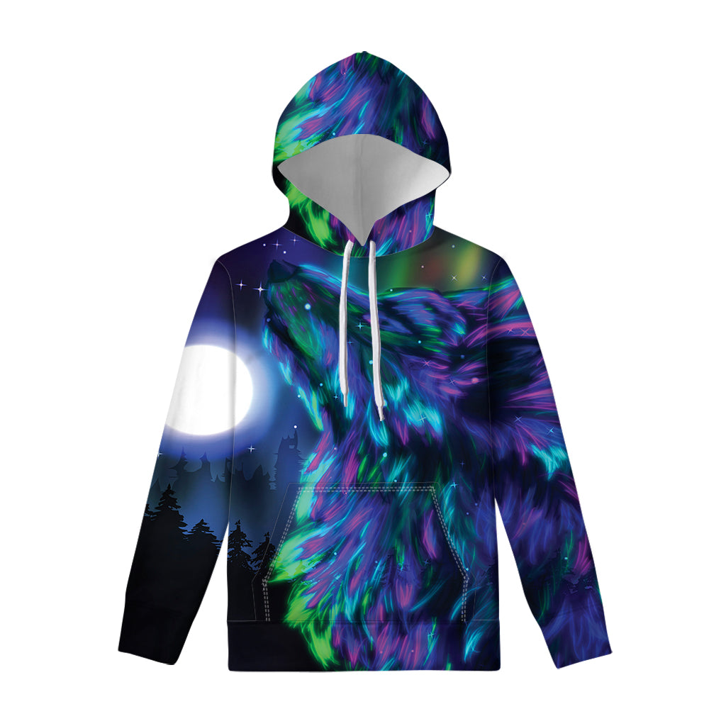 Aurora Howling Wolf Spirit Print Pullover Hoodie