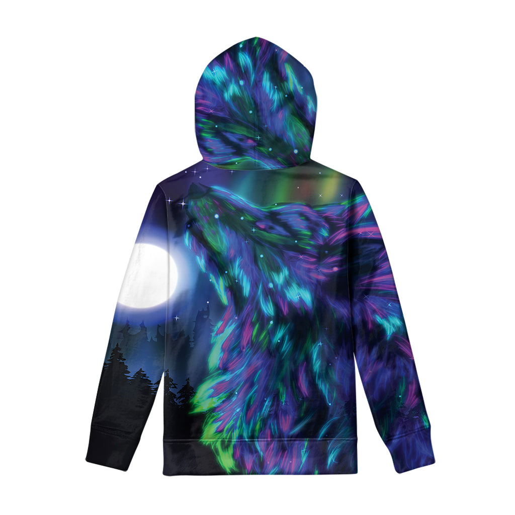Aurora Howling Wolf Spirit Print Pullover Hoodie