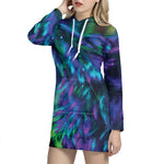 Aurora Howling Wolf Spirit Print Pullover Hoodie Dress