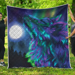 Aurora Howling Wolf Spirit Print Quilt