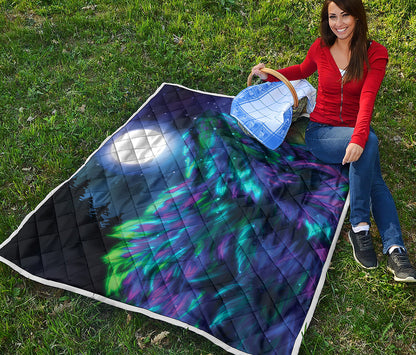 Aurora Howling Wolf Spirit Print Quilt