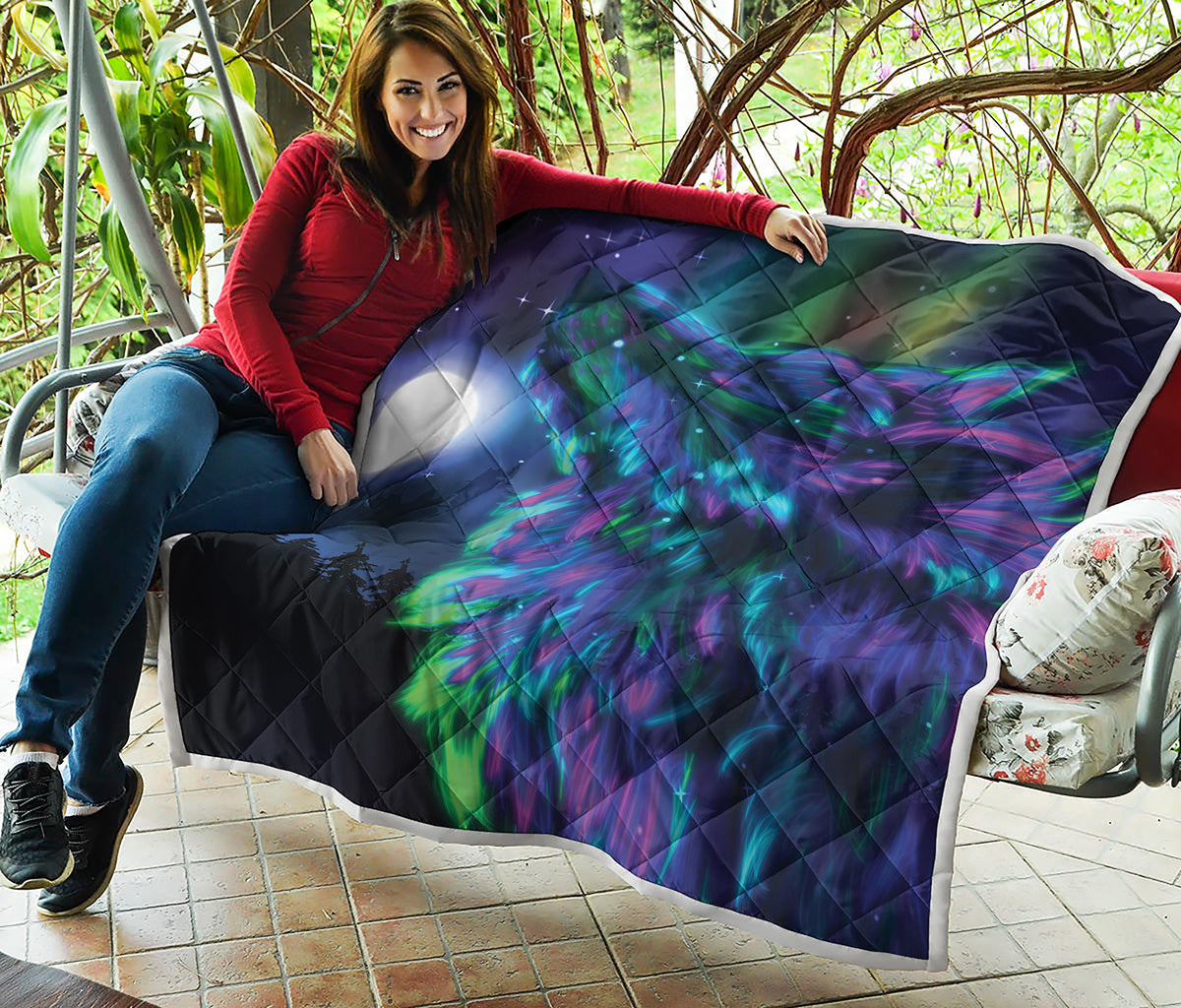 Aurora Howling Wolf Spirit Print Quilt