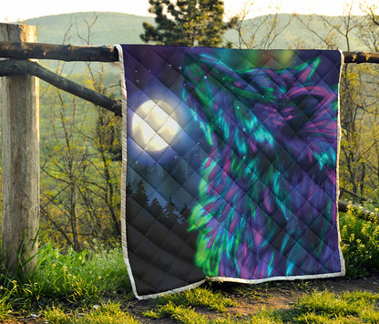 Aurora Howling Wolf Spirit Print Quilt