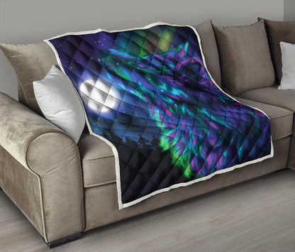 Aurora Howling Wolf Spirit Print Quilt