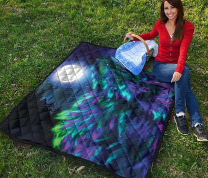 Aurora Howling Wolf Spirit Print Quilt