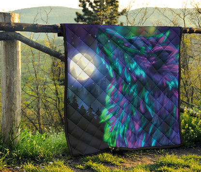 Aurora Howling Wolf Spirit Print Quilt