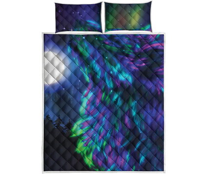 Aurora Howling Wolf Spirit Print Quilt Bed Set