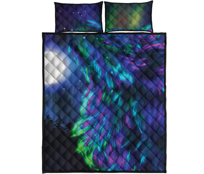 Aurora Howling Wolf Spirit Print Quilt Bed Set