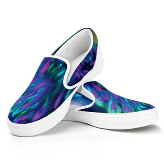 Aurora Howling Wolf Spirit Print White Slip On Shoes