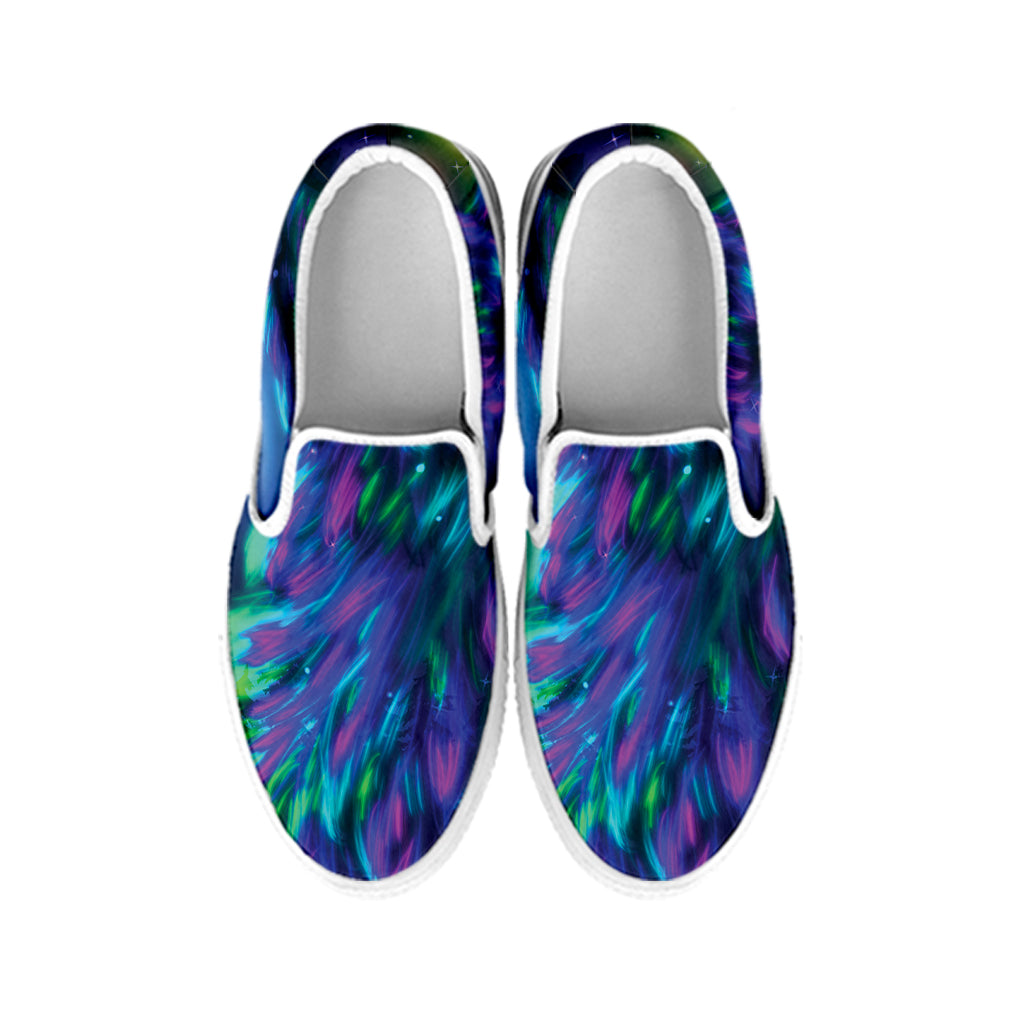 Aurora Howling Wolf Spirit Print White Slip On Shoes