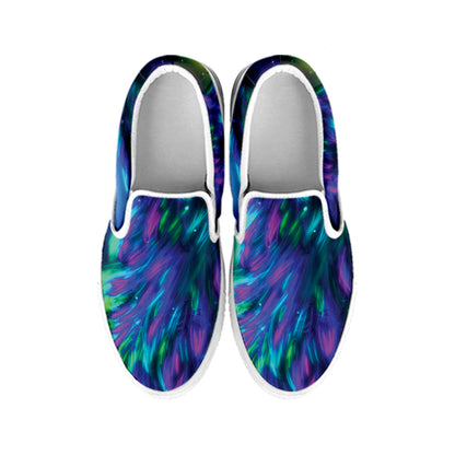 Aurora Howling Wolf Spirit Print White Slip On Shoes