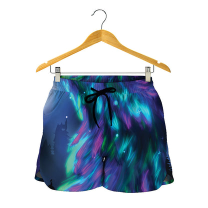 Aurora Howling Wolf Spirit Print Women's Shorts