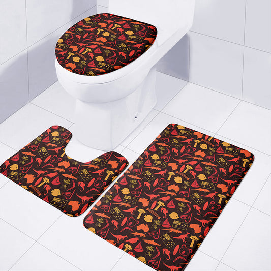 Australia Country Pattern Print 3 Piece Bath Mat Set