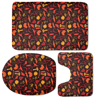 Australia Country Pattern Print 3 Piece Bath Mat Set