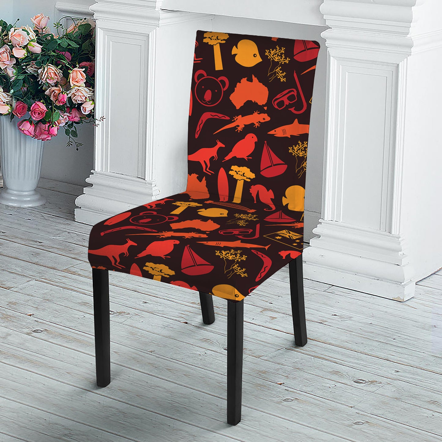 Australia Country Pattern Print Dining Chair Slipcover