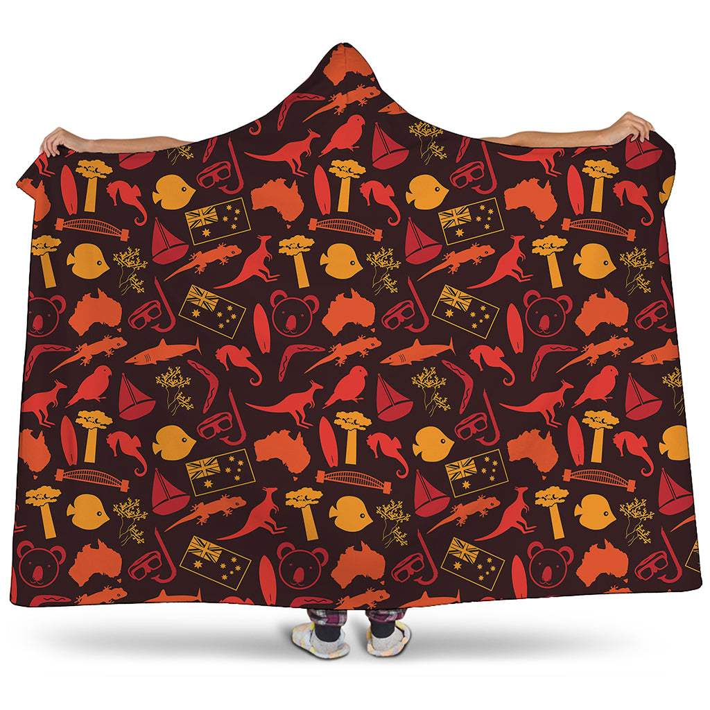 Australia Country Pattern Print Hooded Blanket