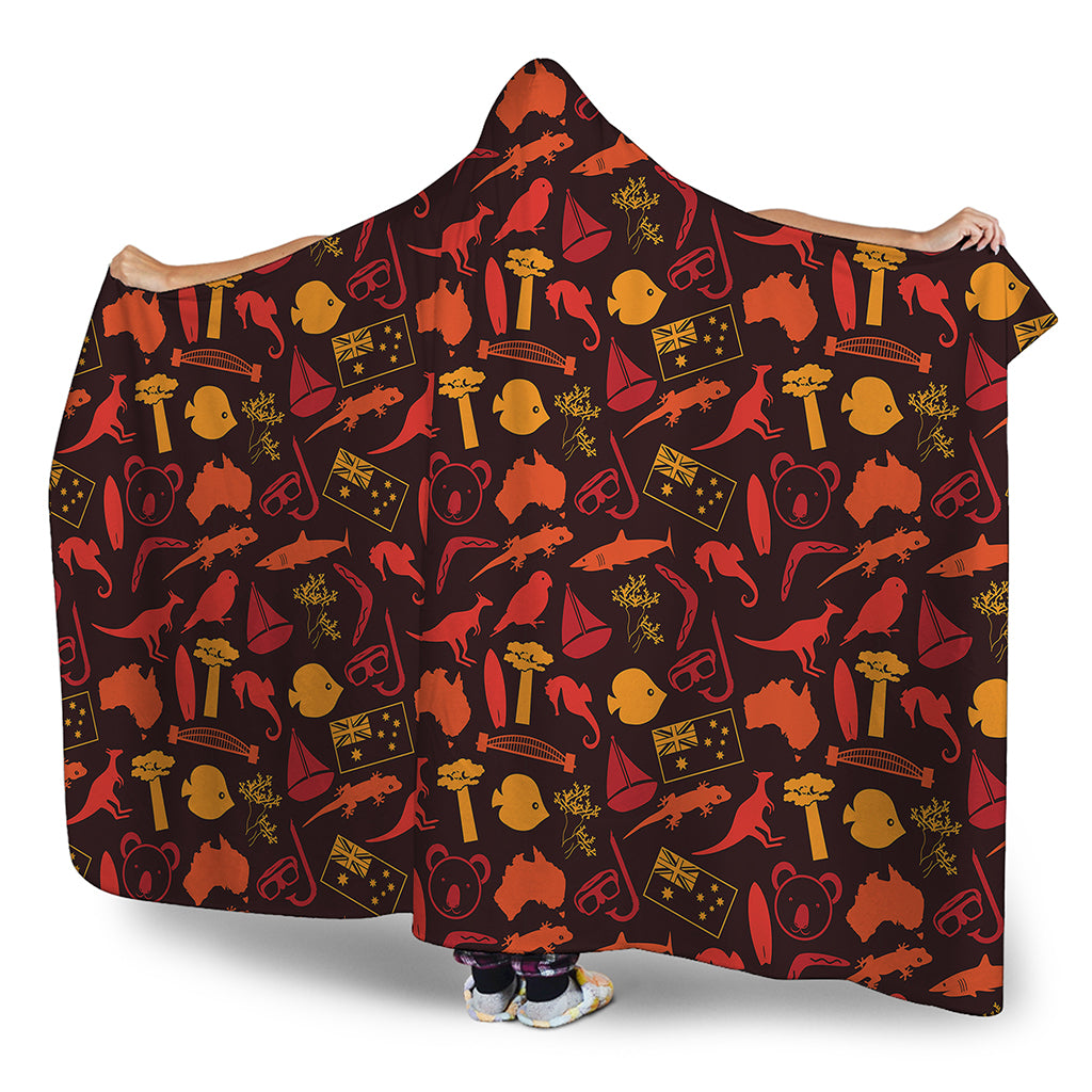 Australia Country Pattern Print Hooded Blanket