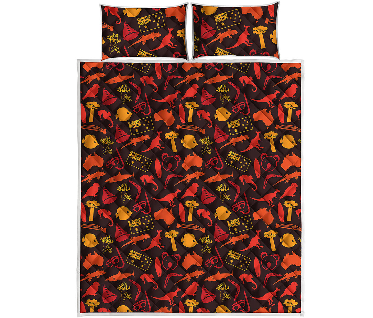 Australia Country Pattern Print Quilt Bed Set
