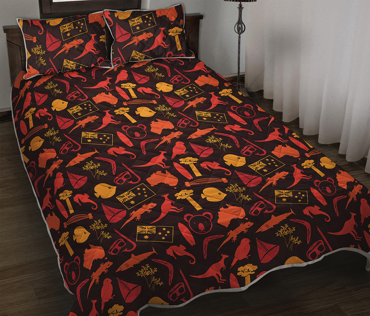 Australia Country Pattern Print Quilt Bed Set