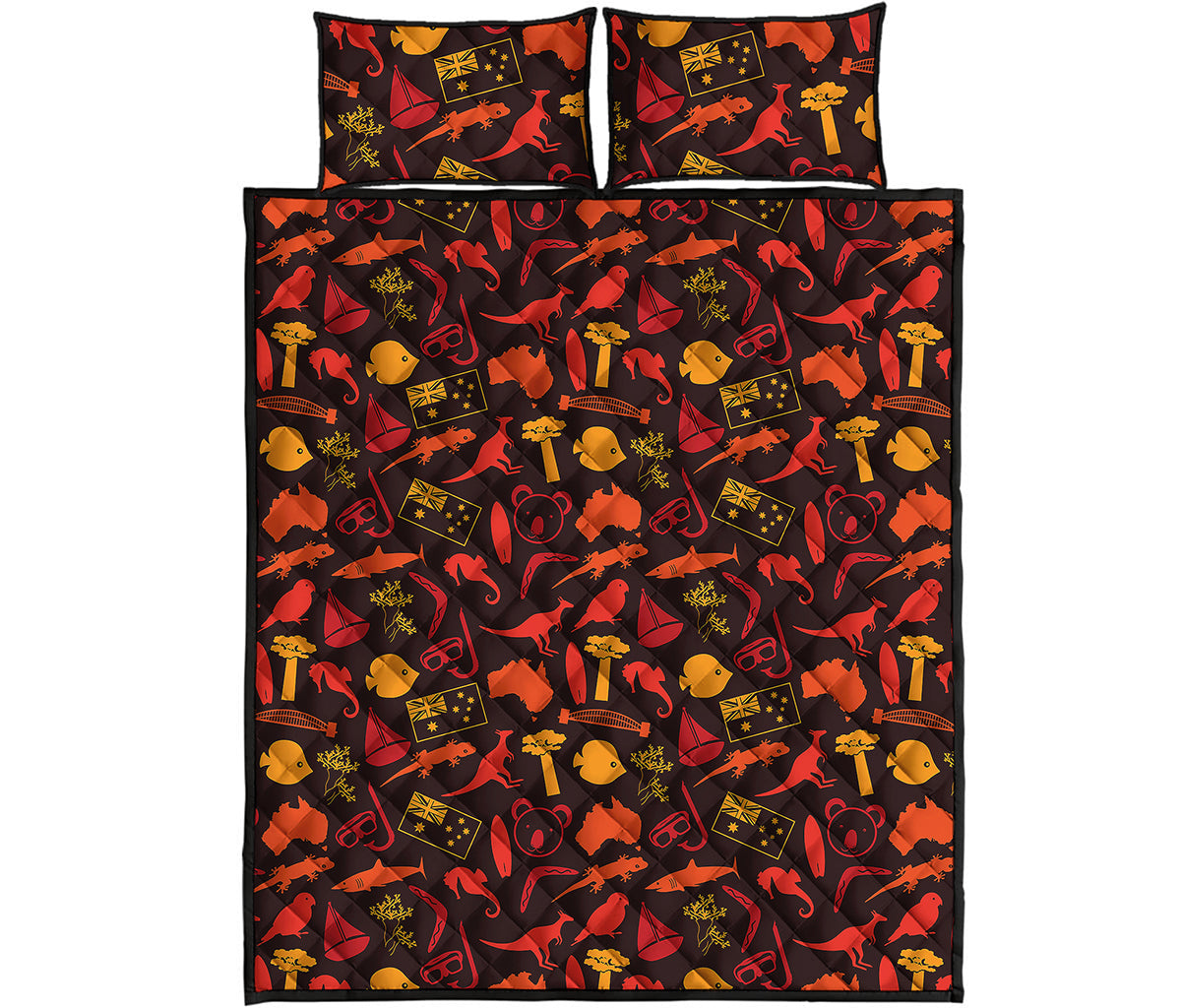 Australia Country Pattern Print Quilt Bed Set