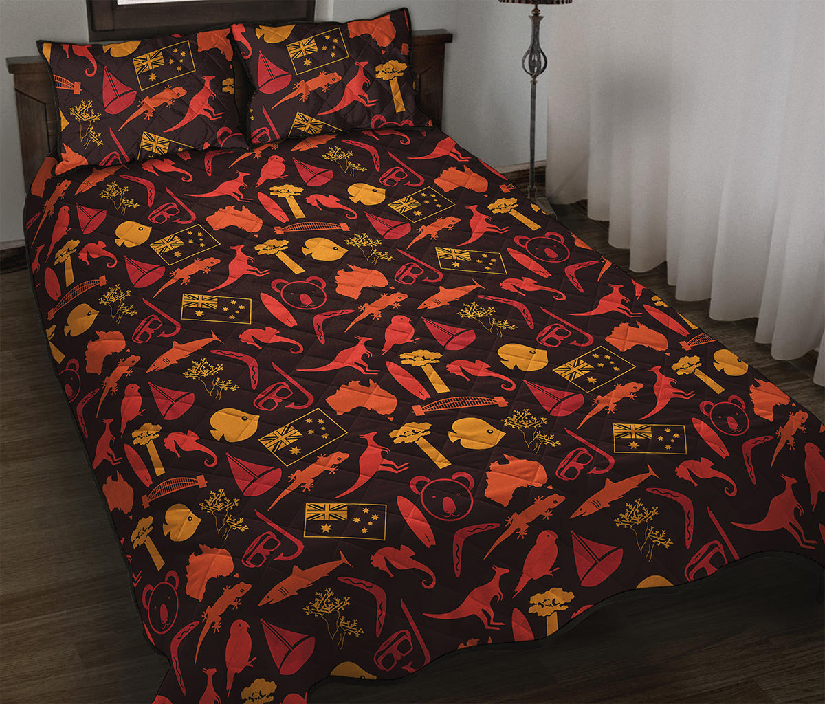 Australia Country Pattern Print Quilt Bed Set