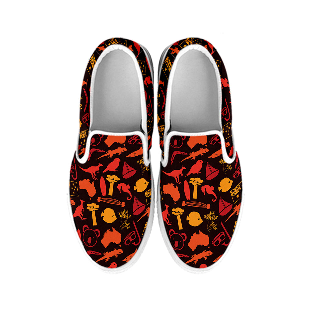 Australia Country Pattern Print White Slip On Shoes