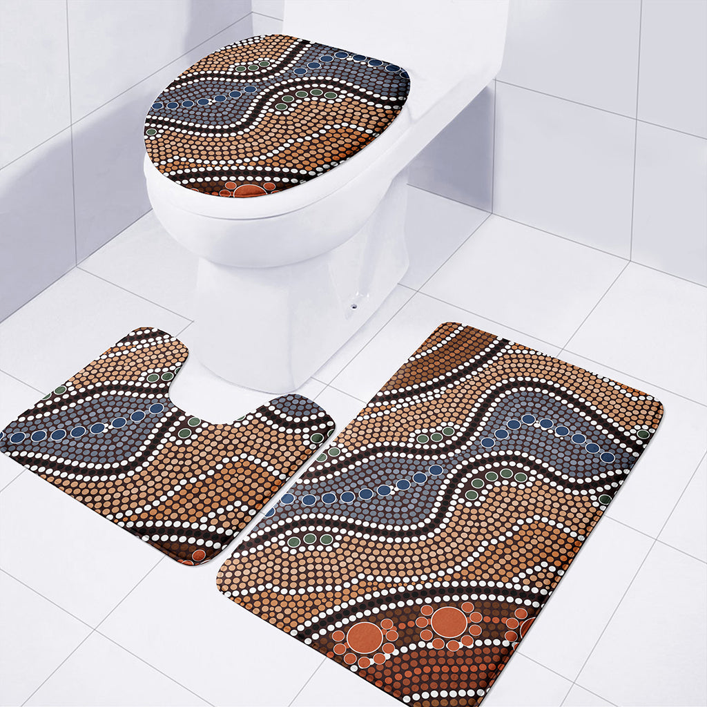 Australia River Aboriginal Dot Print 3 Piece Bath Mat Set