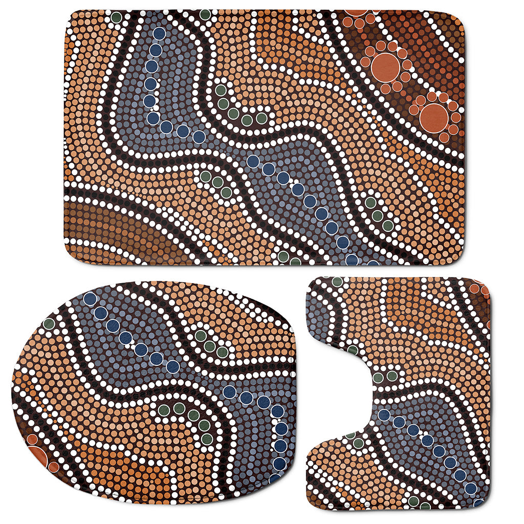 Australia River Aboriginal Dot Print 3 Piece Bath Mat Set