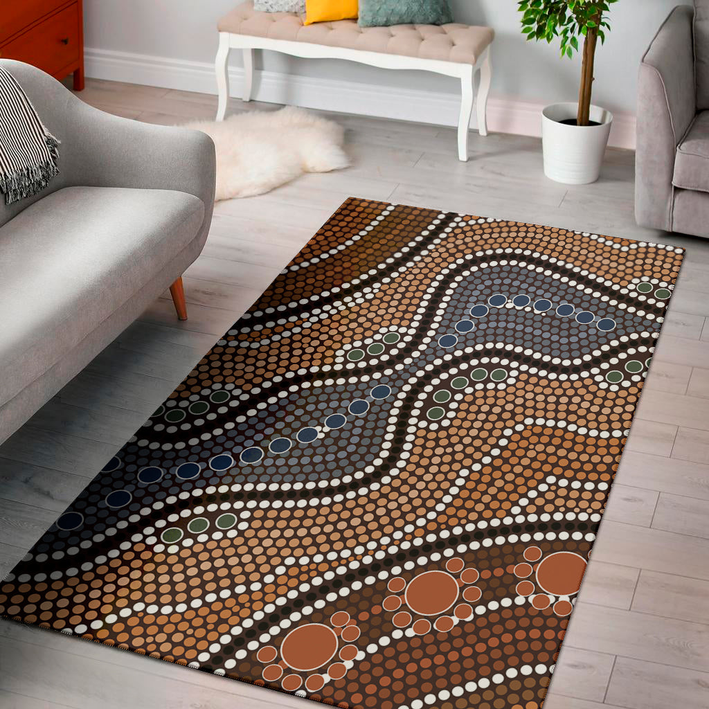 Australia River Aboriginal Dot Print Area Rug