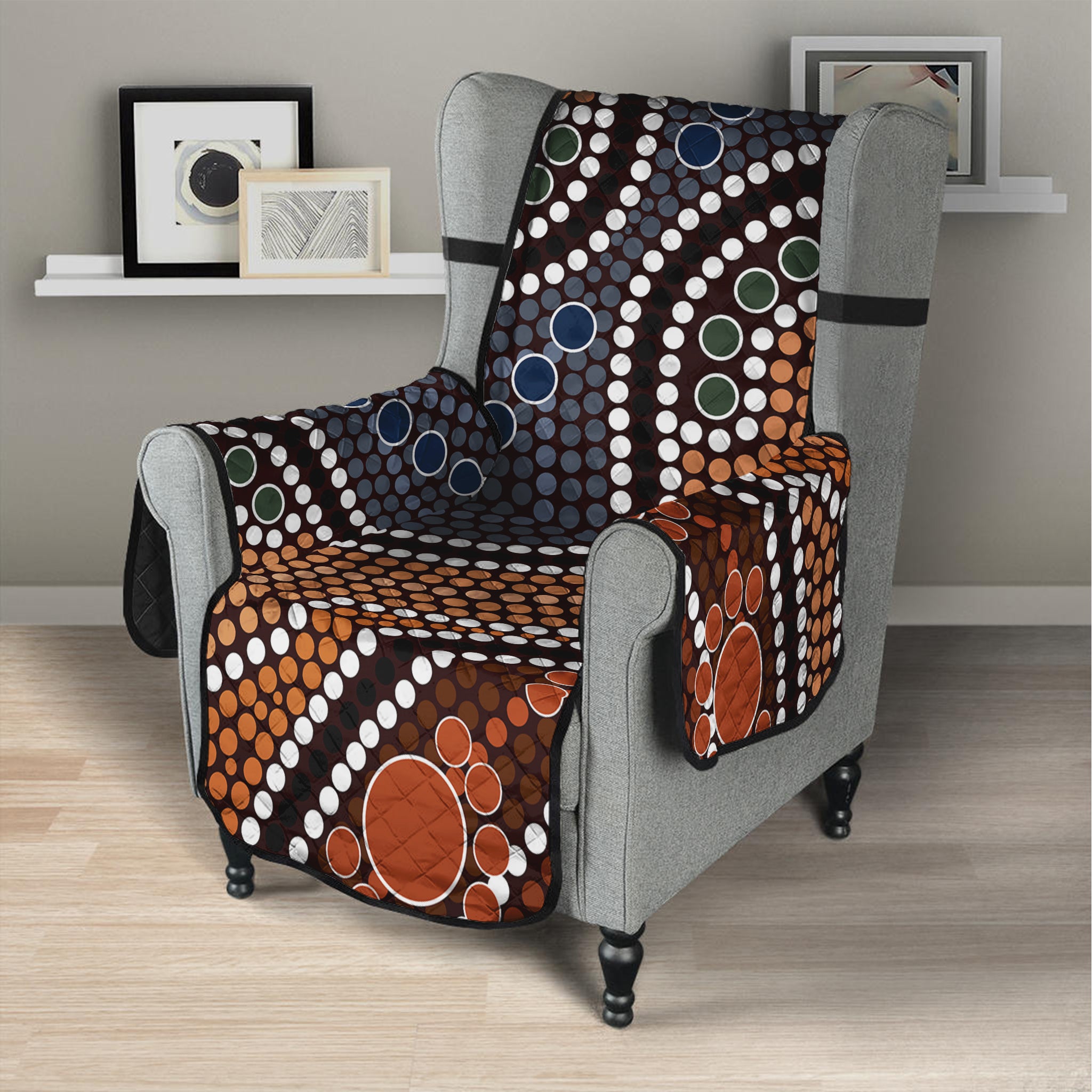 Australia River Aboriginal Dot Print Armchair Protector