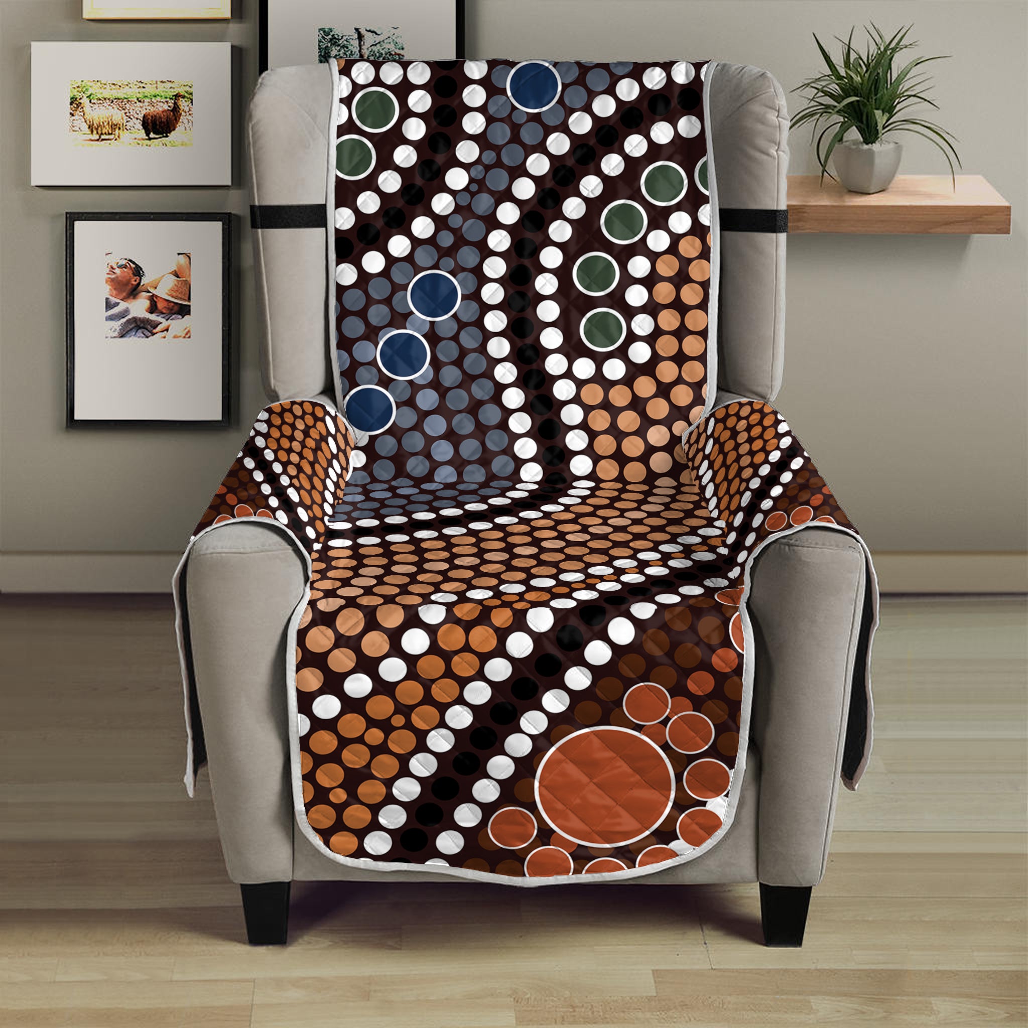 Australia River Aboriginal Dot Print Armchair Protector