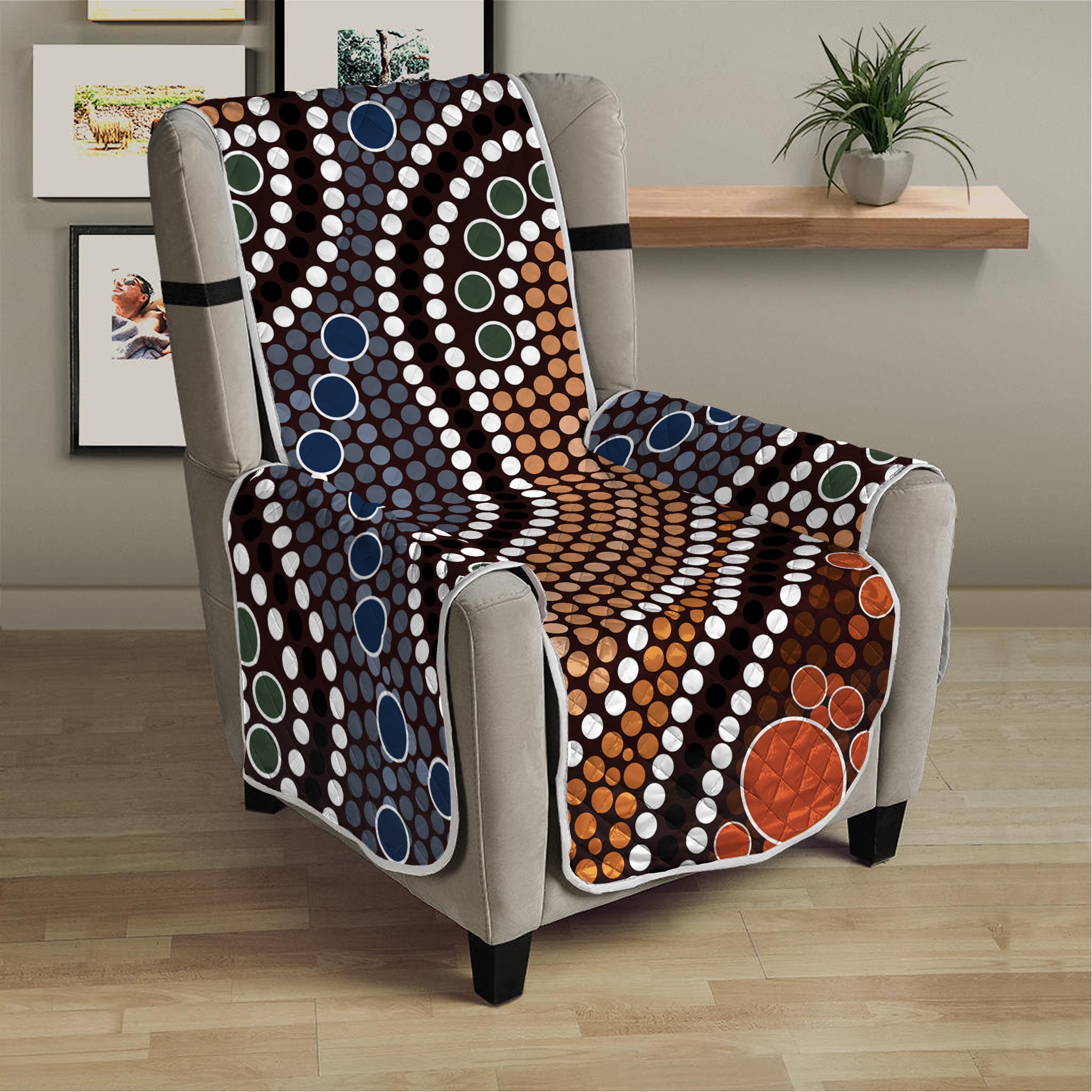 Australia River Aboriginal Dot Print Armchair Protector