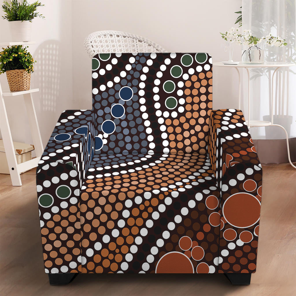 Australia River Aboriginal Dot Print Armchair Slipcover