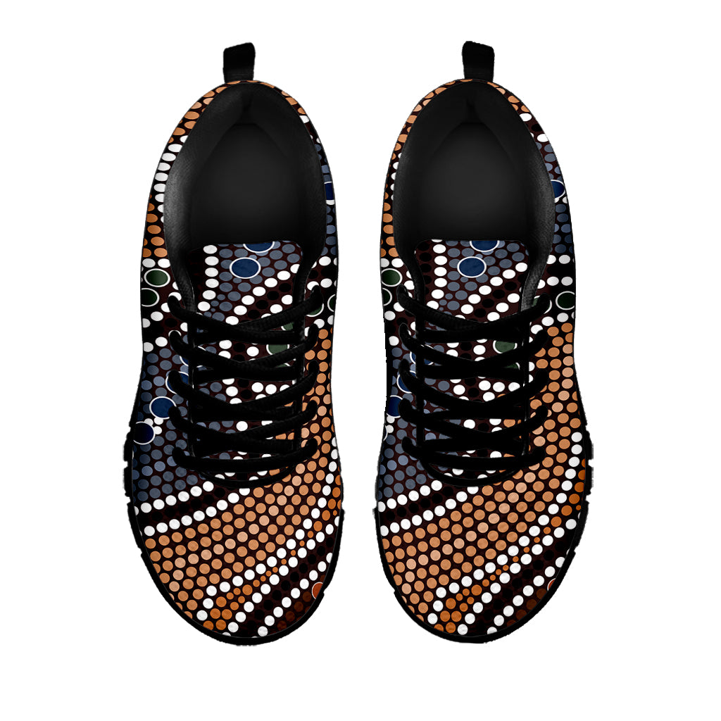 Australia River Aboriginal Dot Print Black Sneakers