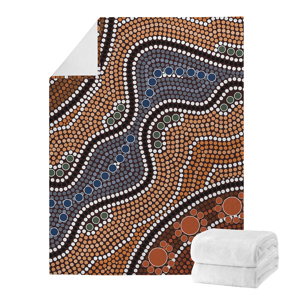 Australia River Aboriginal Dot Print Blanket