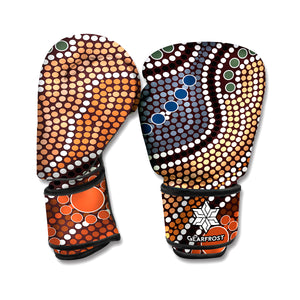 Australia River Aboriginal Dot Print Boxing Gloves