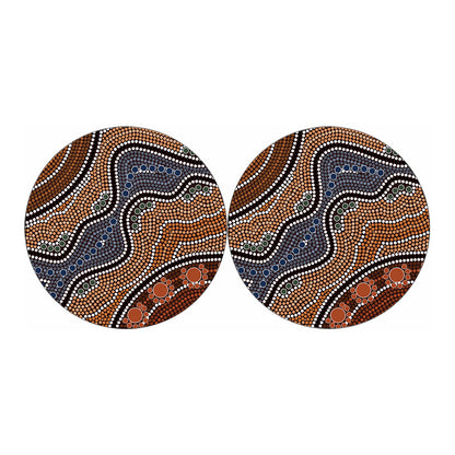 Australia River Aboriginal Dot Print Car Coasters