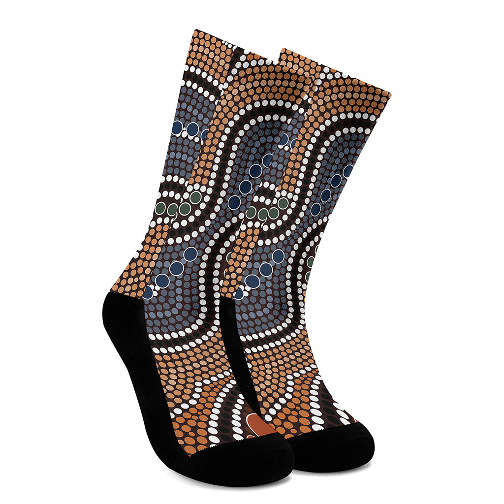 Australia River Aboriginal Dot Print Crew Socks