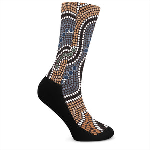 Australia River Aboriginal Dot Print Crew Socks