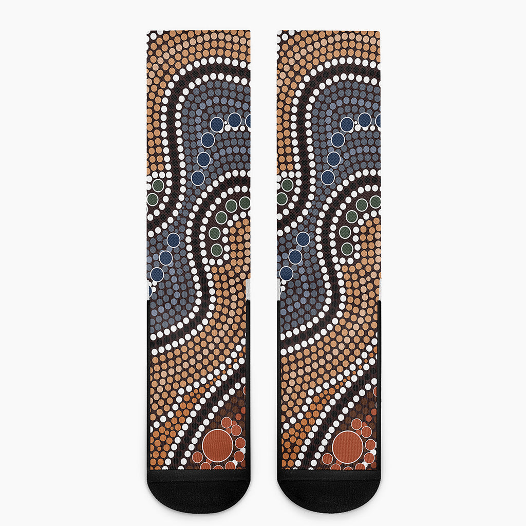 Australia River Aboriginal Dot Print Crew Socks